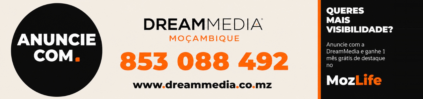 Este espaço publicitário pode ser seu. Se marcas como a DreamMedia confiam em nós para dar visibilidade à sua imagem, é porque aqui a comunicação ganha impacto, credibilidade e alcance real.