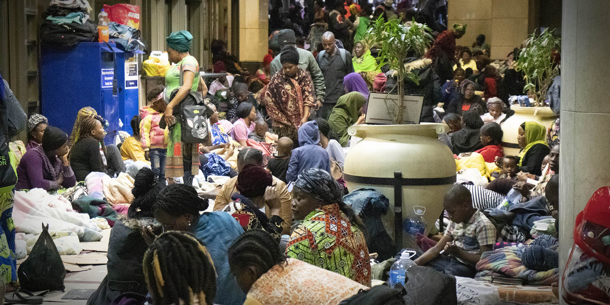 Dozens of asylum seekers camp outside the United Nations Human Rights Council offices in Cape Town, demanding that the commission help them move from South Africa due to xenophobia, violence, and unfair treatment by the Department of Home Affairs.  10 October 2019. Photo (Leila Dougan)