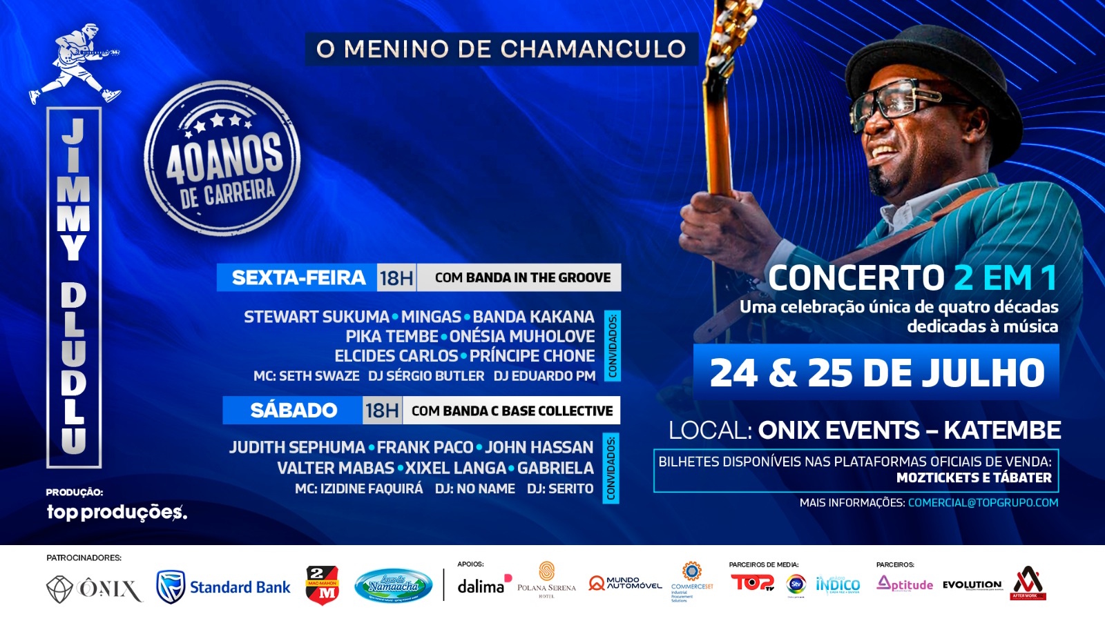 Jimmy Dludlu celebra 40 anos de carreira com duas noites únicas de música em Catembe